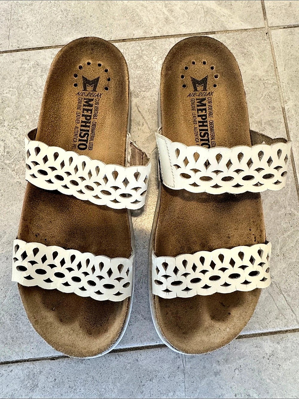 Mephisto Women's White Cutout Strap Sandals EU 40